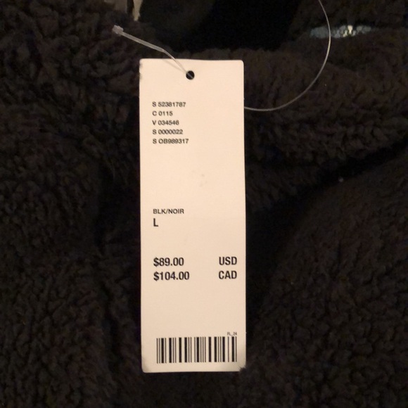 NWT Urban Outfitters black sherpa jacket with blue zippers and corduroy details - Picture 9 of 13